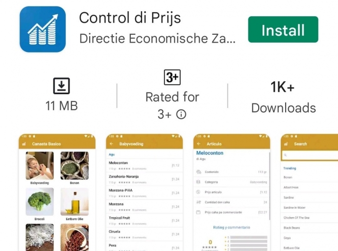 Departamento di Asuntonan Economico ta recorda pueblo di Aruba riba e App pa control di prijs